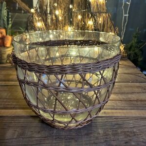 Pottery Barn Wicker Woven Large Serving Bowl! BNIB!